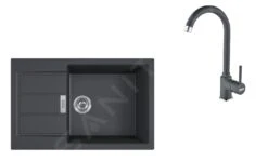 Franke Sets - Set T90, Tectonite Spoelbak S2D 611-78 XL, Zwart + Keukenkraan FP 9000.099, Onyx NEW 143.0618.752